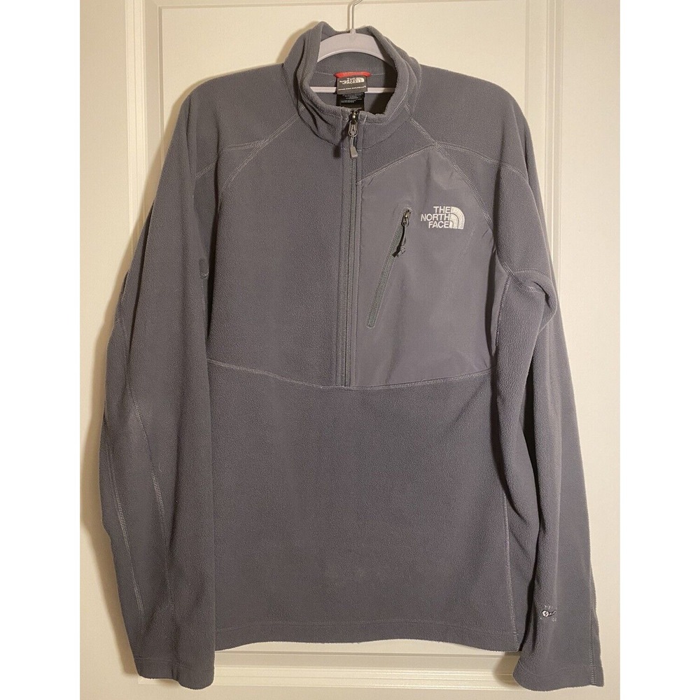 The North Face Mens Gray Fleece Half Zip Pullover Sweater Large Outdoor